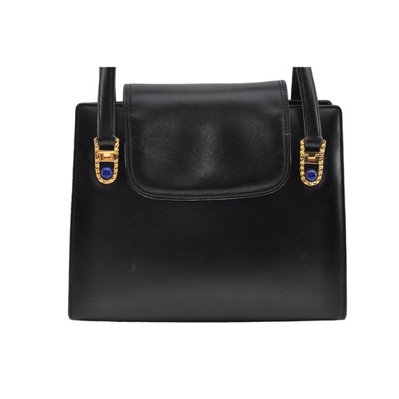 Gucci black leather top handle Kelly bag with blue lapis - Picture 11 of 16